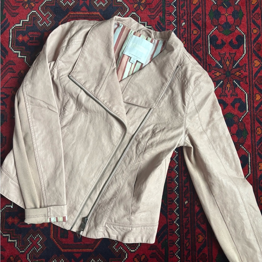 Anthropologie Light Pink Leather Jacket
